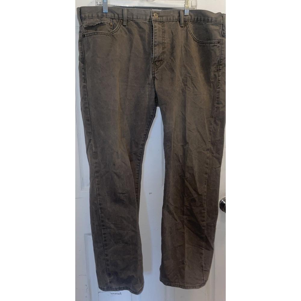 Dockers Leather Patch Anchor Logo Army Green Jeans Pants - Men's 42x30